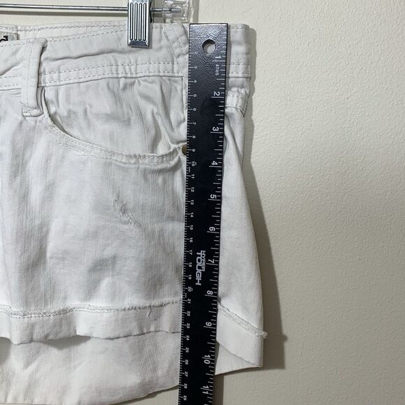 Mudd Juniors White Jeans Shorts Size 9 Rolled Hem Stretch Cotton Summer Casual - Picture 4 of 6